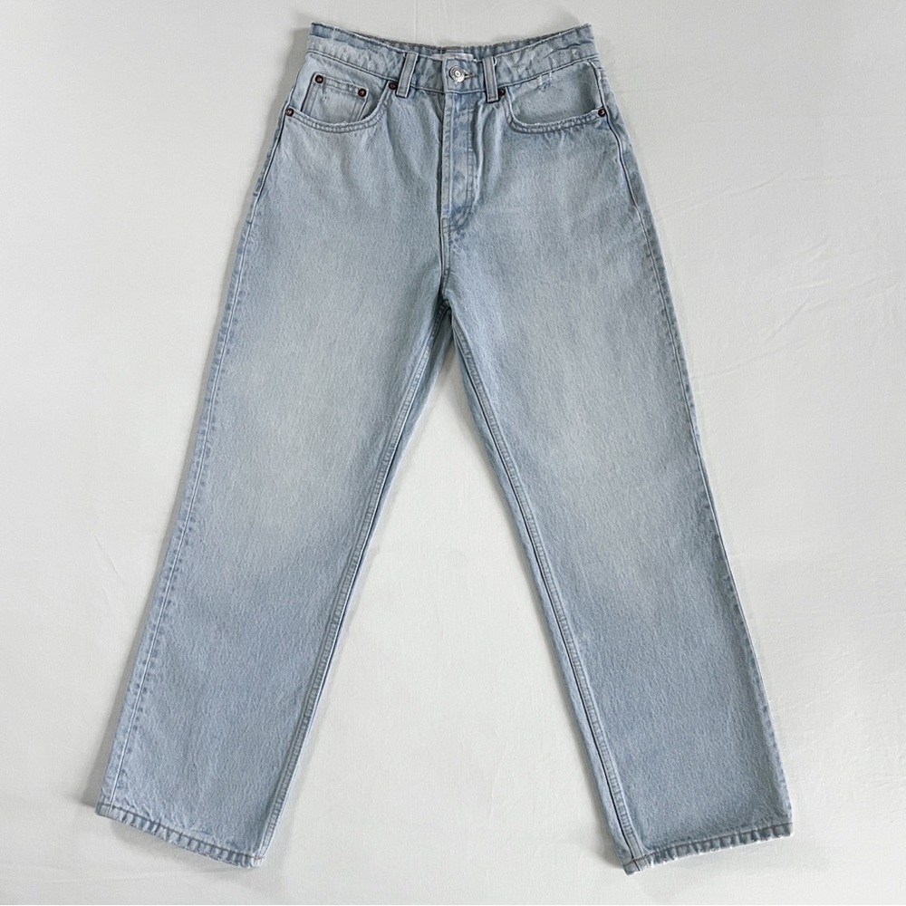 ZARA High Waist Loose Fit Straight Leg Jeans | Light Blue | Size 4 | GUC